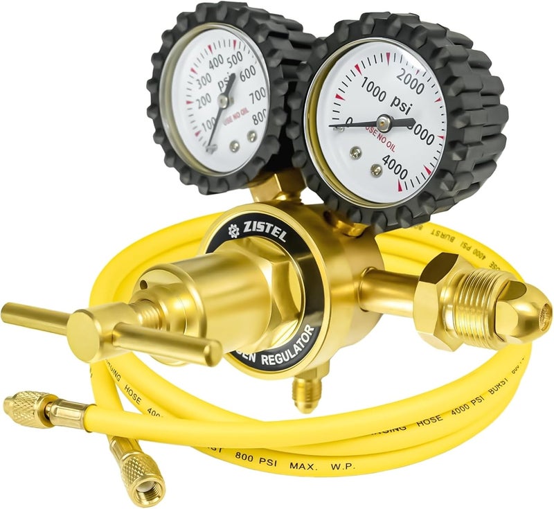 Zistel منظم النيتروجين مع ضغط توصيل 0-800PSI، خرطوم بطول 6.6 قدم، اتصال مدخل CGA580 وتركيب ذكر 1/4 بوصة - Image 1